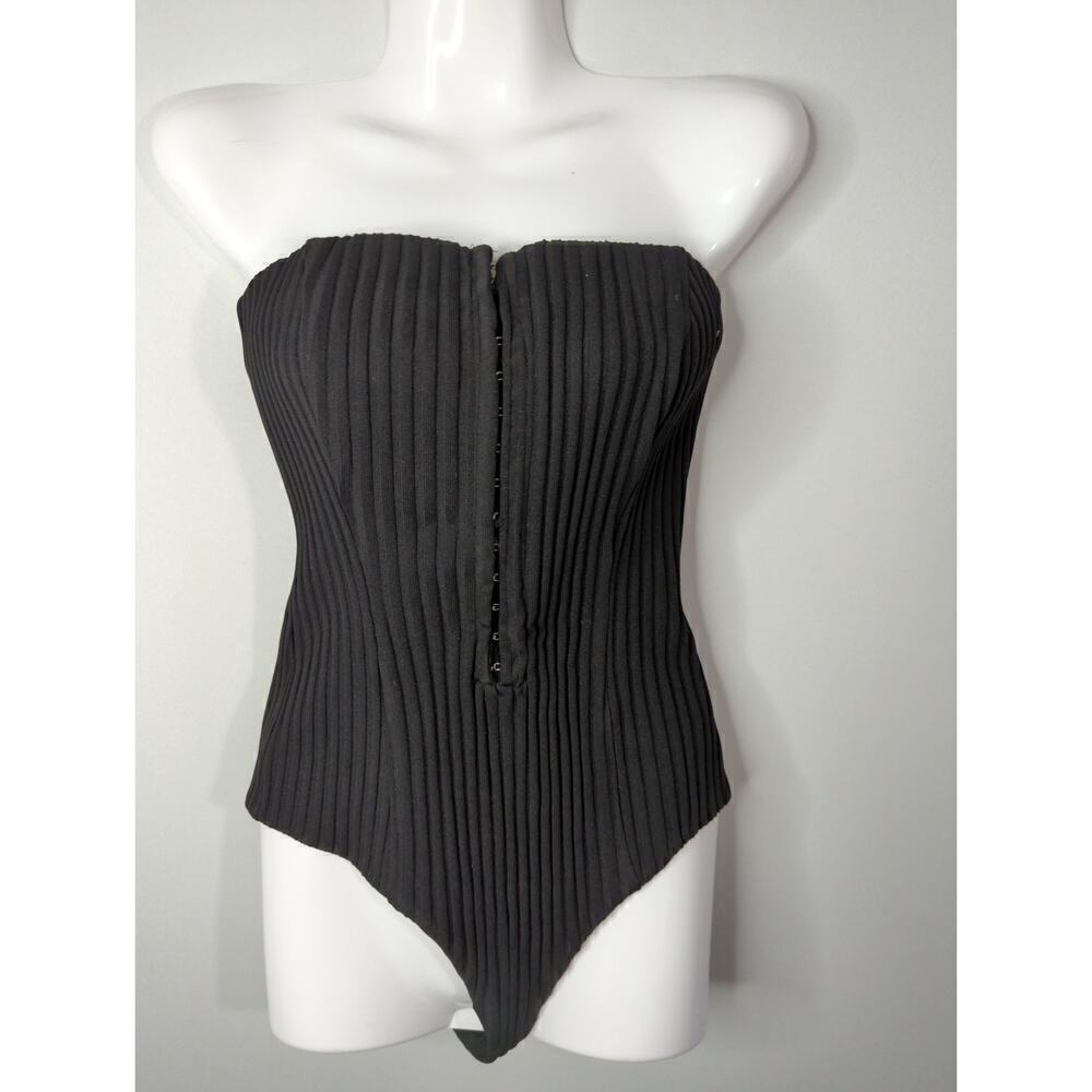 Chrissy Teigen X Revolve Black Simone Bodysuit Strapless Boned Size S